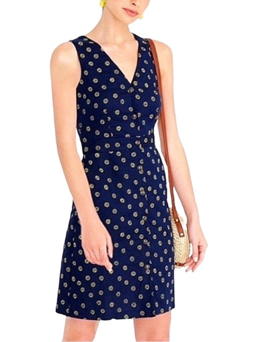 J. Crew Sleeveless Navy V-Neck Dress